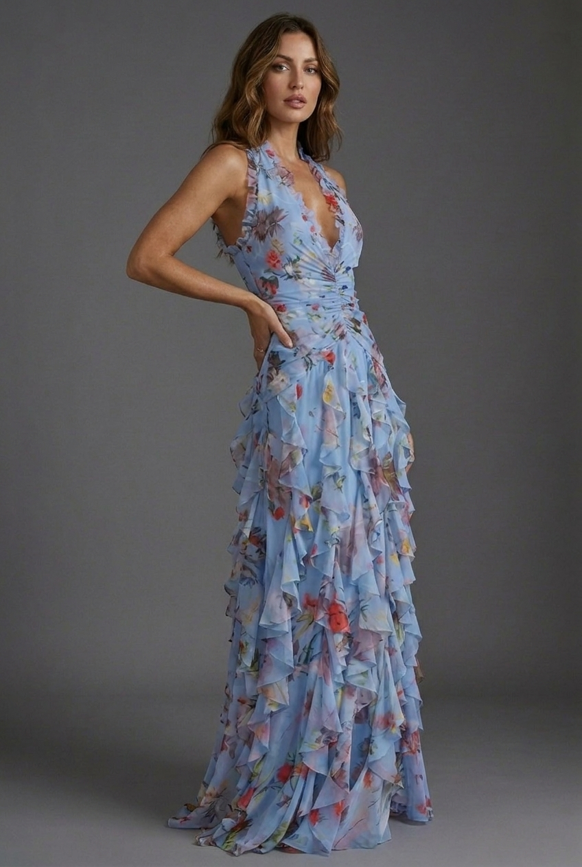 Floral Ruffle Maxi Dress | OhLucy