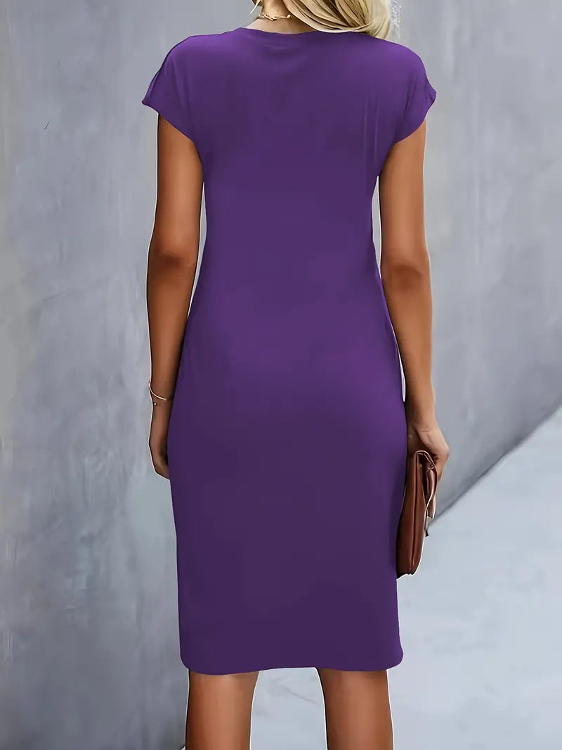Elegant Ruched Midi Dress | OhLucy