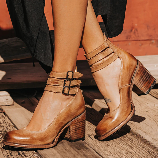 Elegant Leather Heeled Sandals | OhLucy
