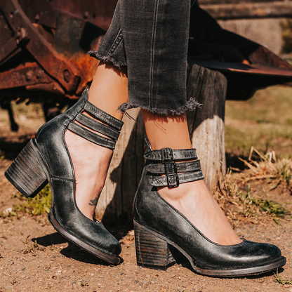 Elegant Leather Heeled Sandals | OhLucy