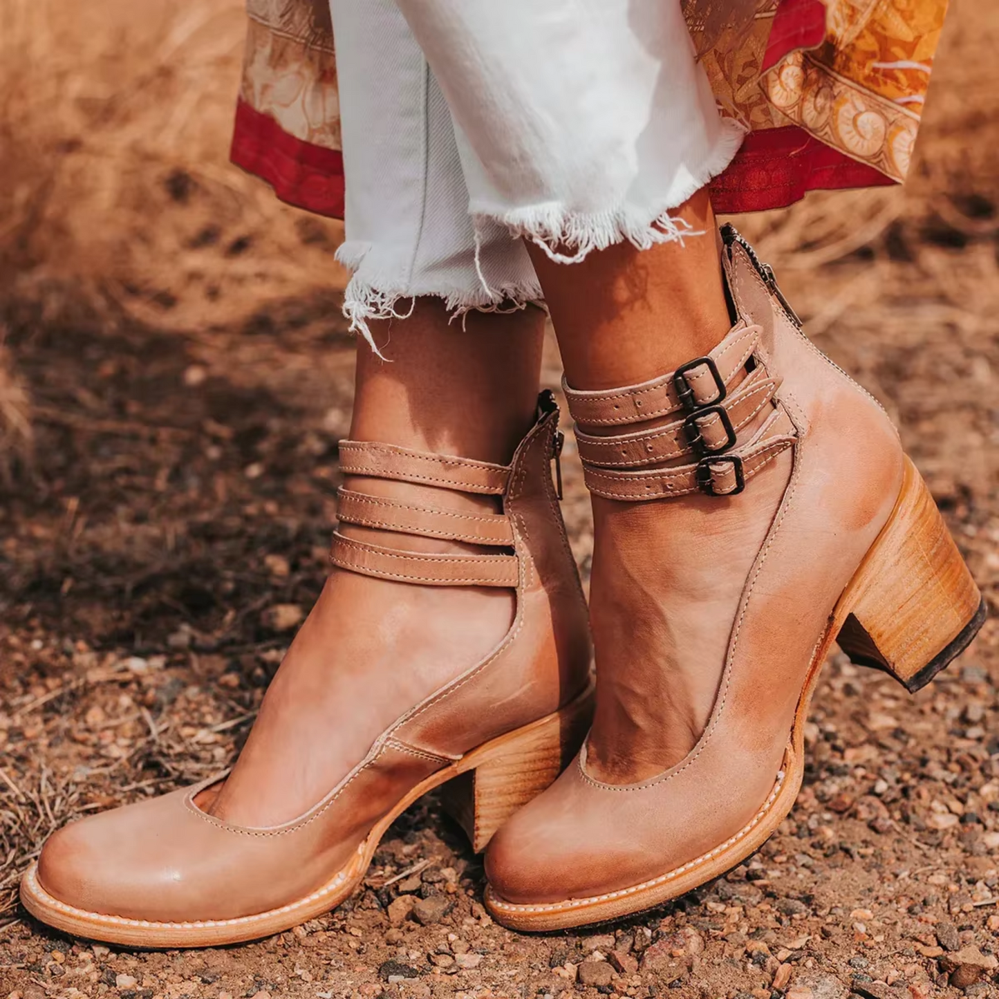 Elegant Leather Heeled Sandals | OhLucy