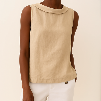Sleeveless Roll Collar Top | OhLucy