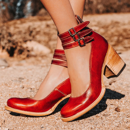 Elegant Leather Heeled Sandals | OhLucy