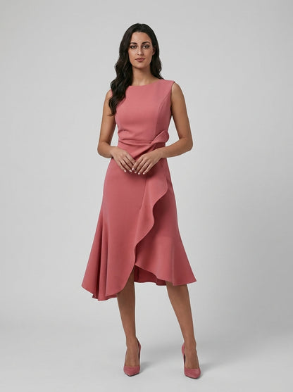 Draped Asymmetric Midi Dress | OhLucy