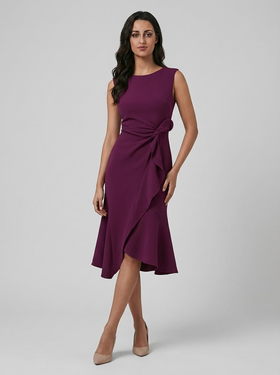 Draped Asymmetric Midi Dress | OhLucy