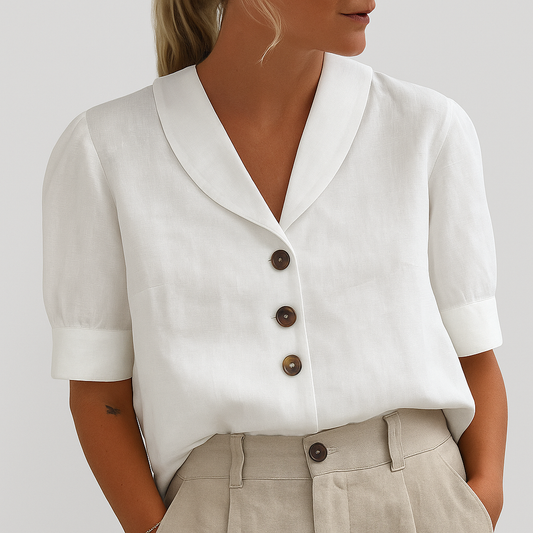 Women's V-Neck Button Blouse | OhLucy