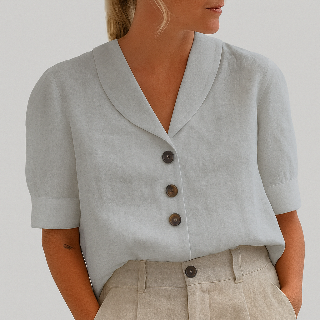 Women's V-Neck Button Blouse | OhLucy