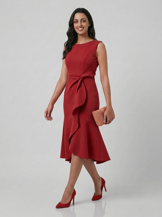 Draped Asymmetric Midi Dress | OhLucy