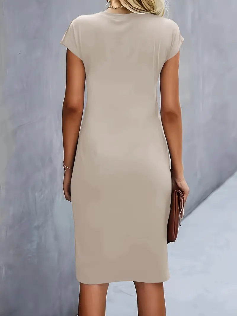 Elegant Ruched Midi Dress | OhLucy