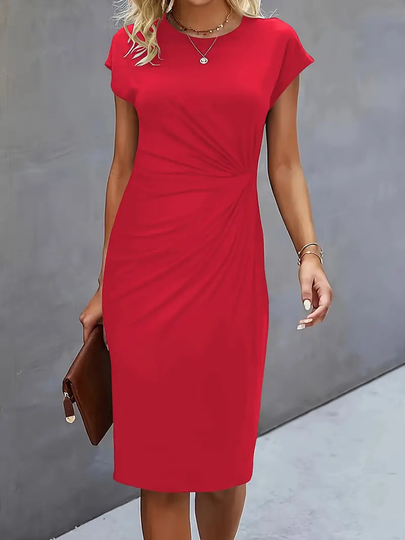 Elegant Ruched Midi Dress | OhLucy