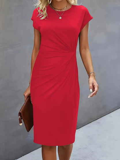 Elegant Ruched Midi Dress | OhLucy
