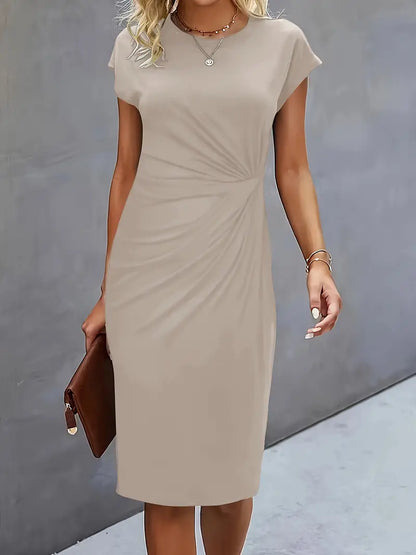 Elegant Ruched Midi Dress | OhLucy
