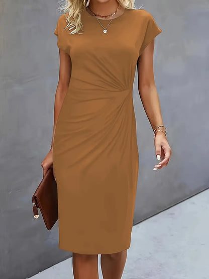 Elegant Ruched Midi Dress | OhLucy