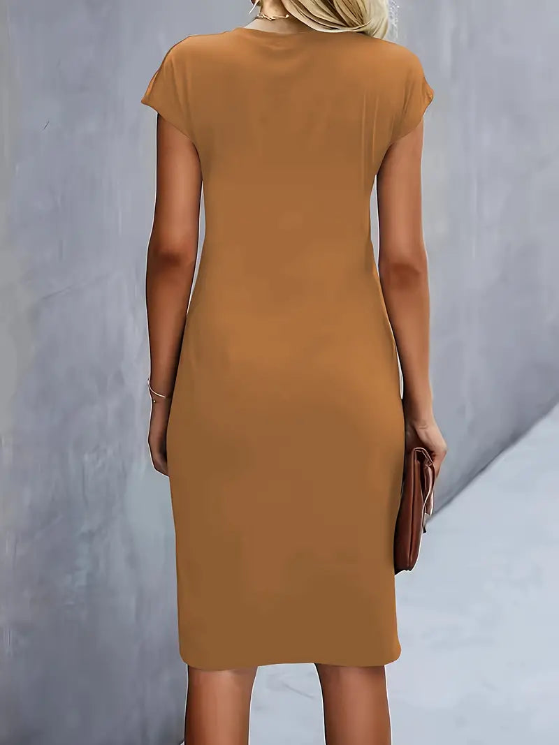 Elegant Ruched Midi Dress | OhLucy