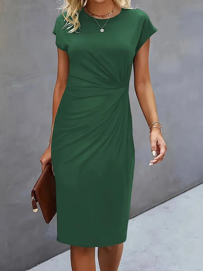 Elegant Ruched Midi Dress | OhLucy