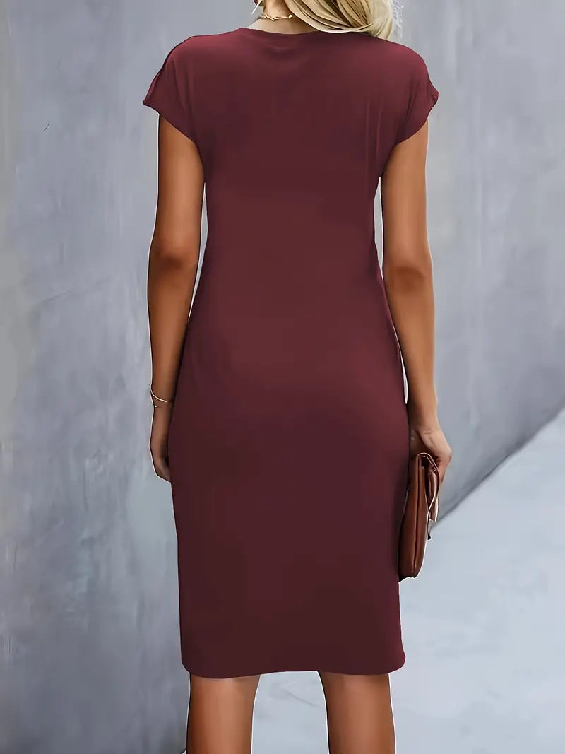 Elegant Ruched Midi Dress | OhLucy