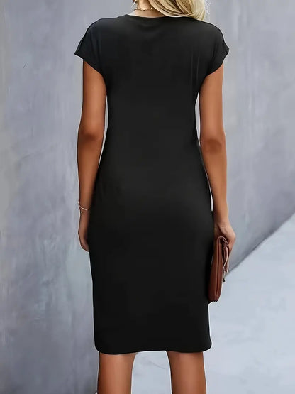 Elegant Ruched Midi Dress | OhLucy