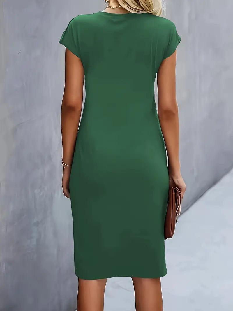 Elegant Ruched Midi Dress | OhLucy
