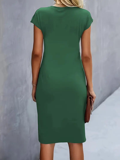 Elegant Ruched Midi Dress | OhLucy