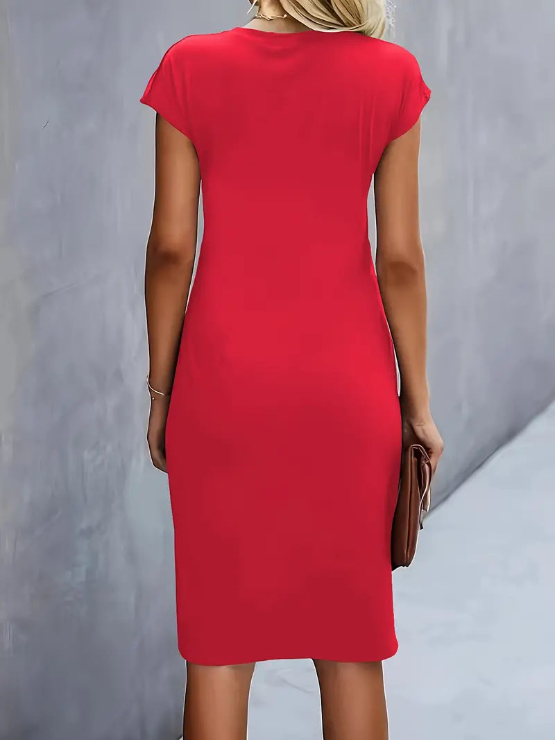 Elegant Ruched Midi Dress | OhLucy