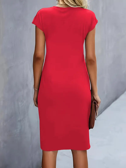 Elegant Ruched Midi Dress | OhLucy