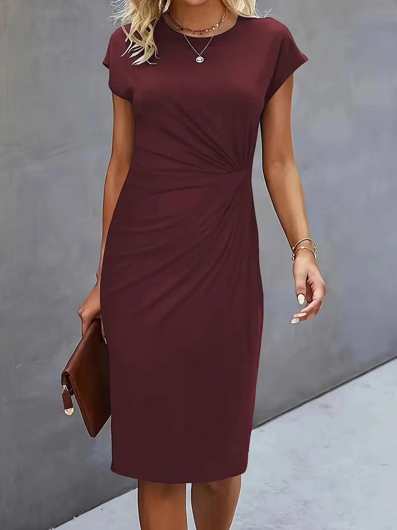 Elegant Ruched Midi Dress | OhLucy