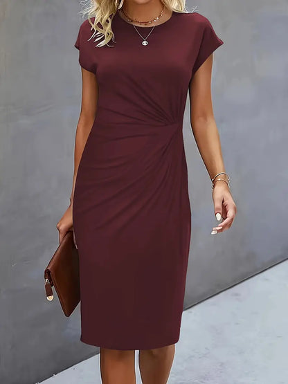 Elegant Ruched Midi Dress | OhLucy