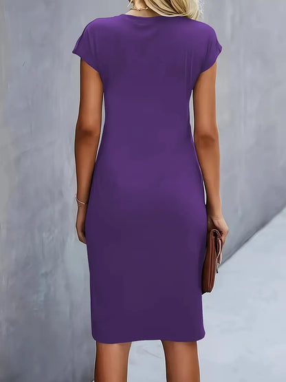 Elegant Ruched Midi Dress | OhLucy