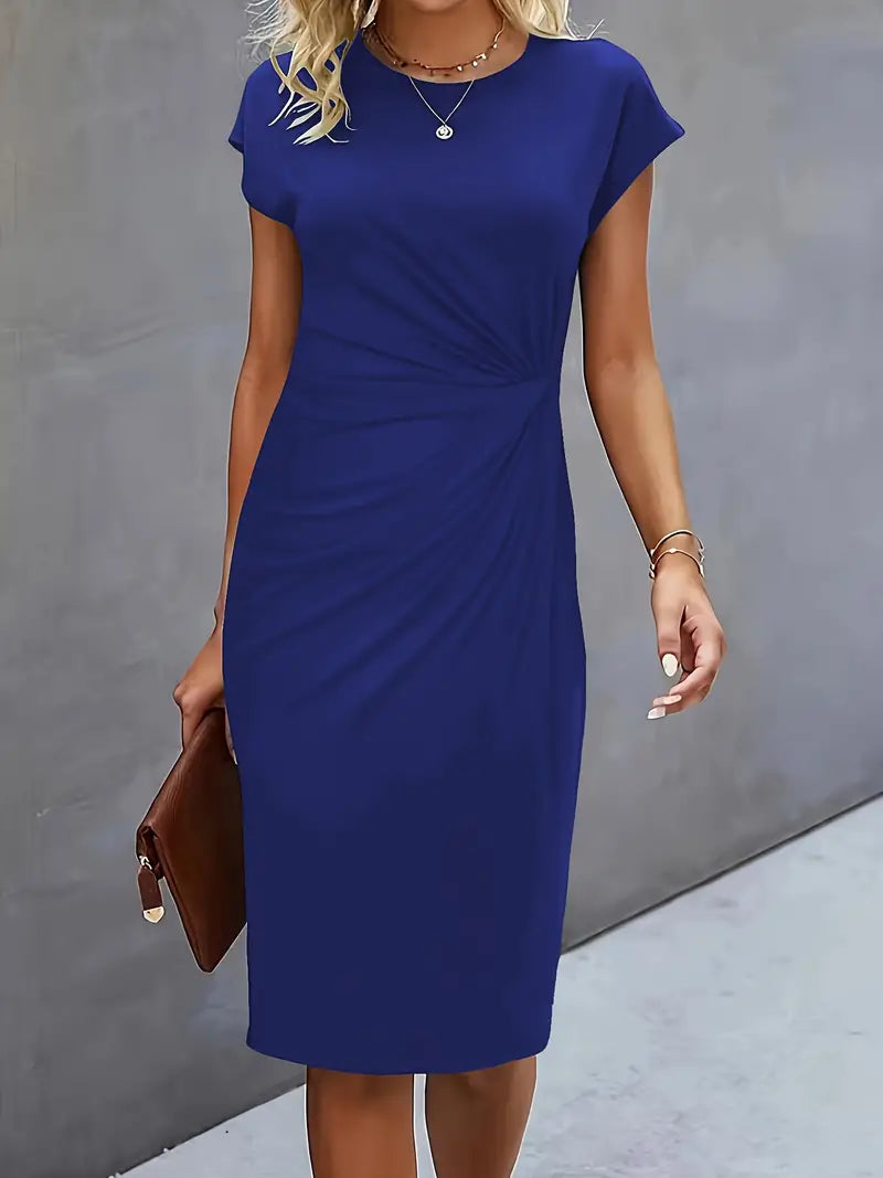 Elegant Ruched Midi Dress | OhLucy