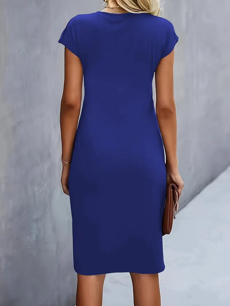 Elegant Ruched Midi Dress | OhLucy