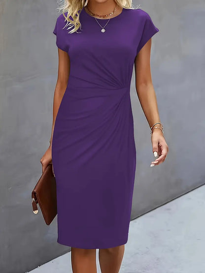 Elegant Ruched Midi Dress | OhLucy