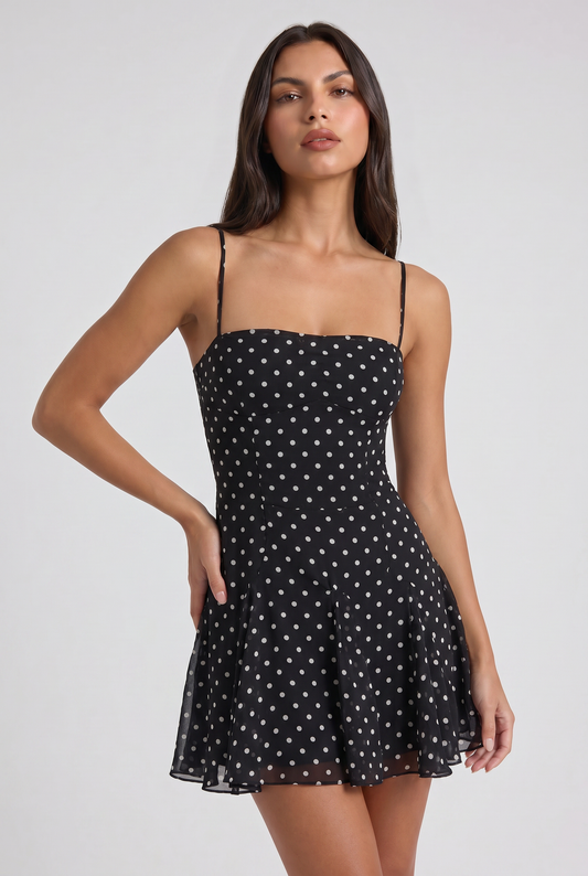 Lisa Polka Dot Strapless Mini Dress