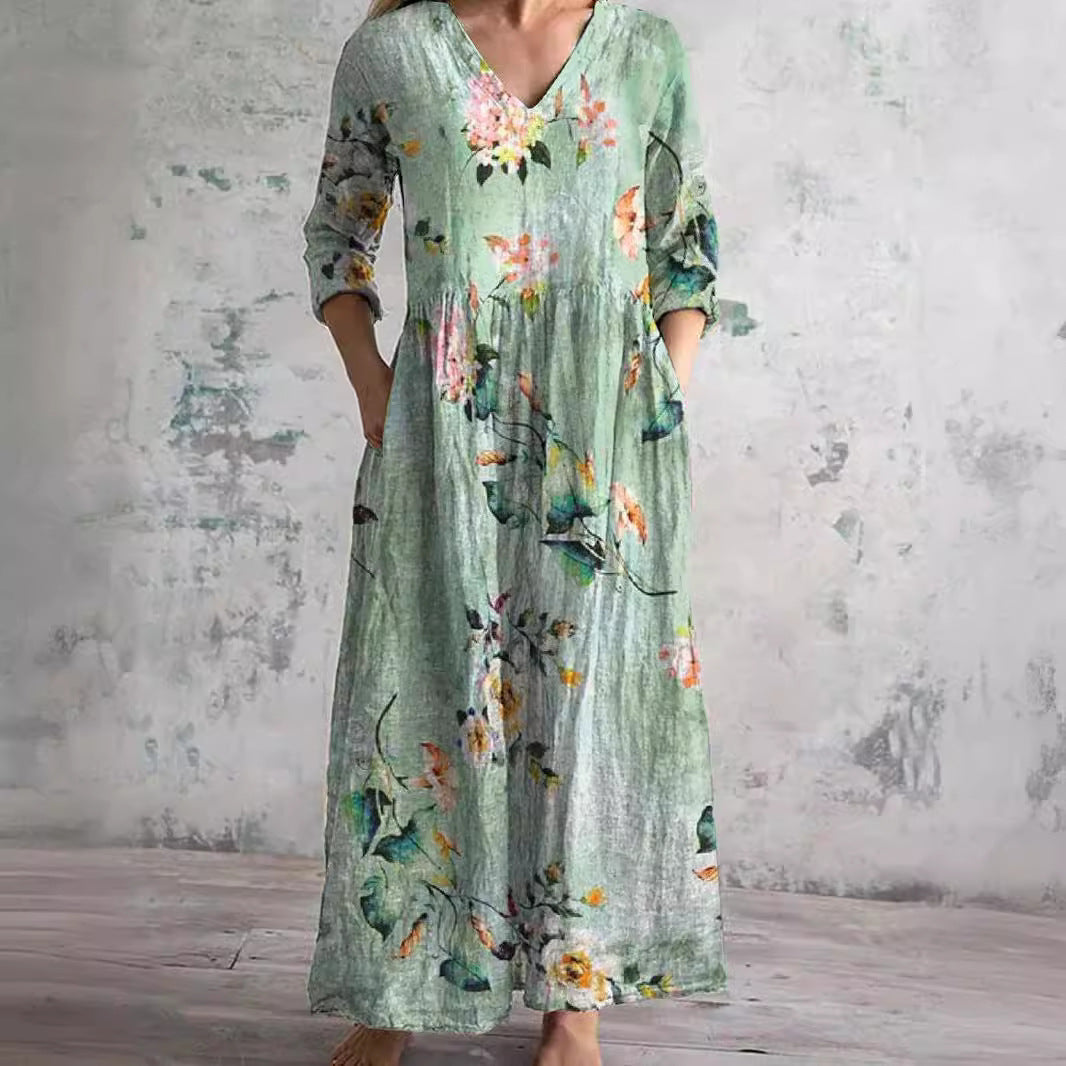 Women's Floral V-Neck Maxi Dress | OhLucy