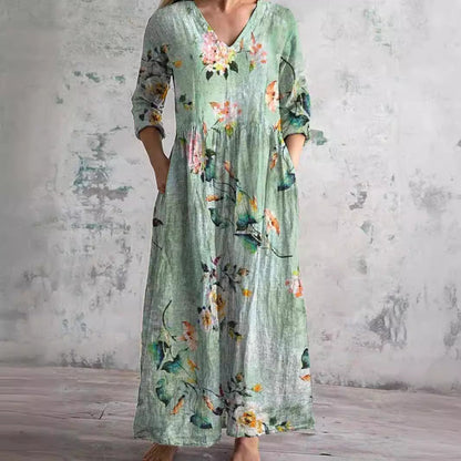 Women's Floral V-Neck Maxi Dress | OhLucy