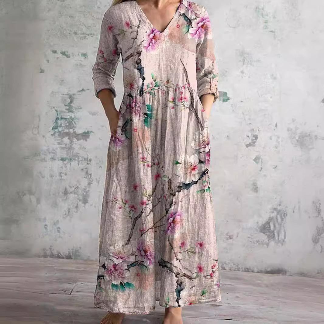 Women's Floral V-Neck Maxi Dress | OhLucy