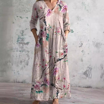 Women's Floral V-Neck Maxi Dress | OhLucy