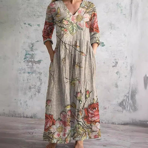 Women's Floral V-Neck Maxi Dress | OhLucy