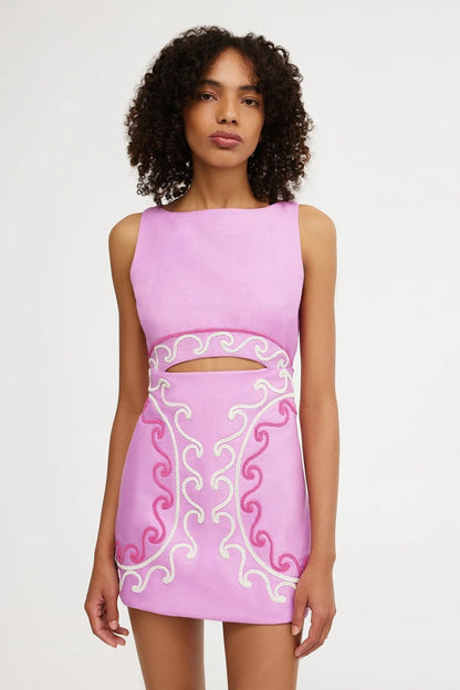 Oliva Embroidered Mini Dress