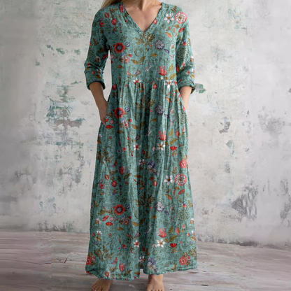 Women's Floral V-Neck Maxi Dress | OhLucy