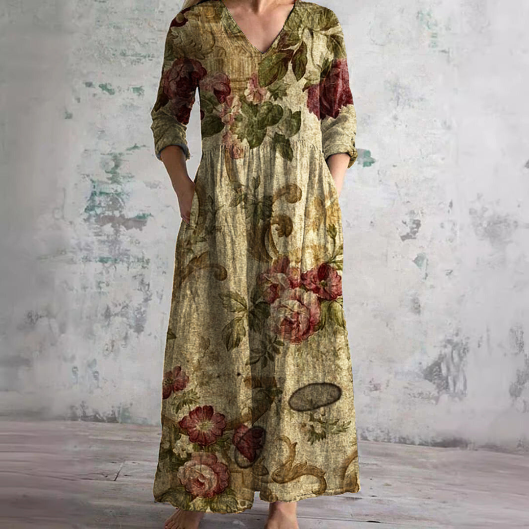 Women's Floral V-Neck Maxi Dress | OhLucy