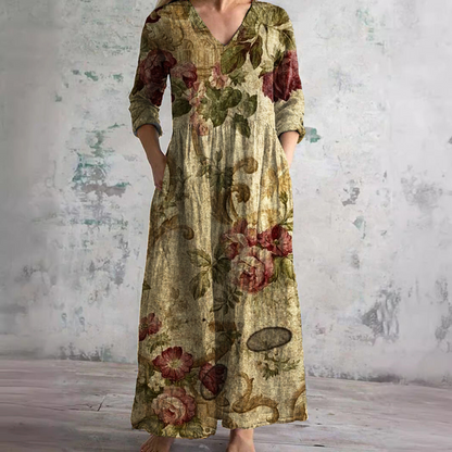 Women's Floral V-Neck Maxi Dress | OhLucy