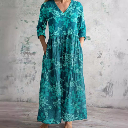 Women's Floral V-Neck Maxi Dress | OhLucy