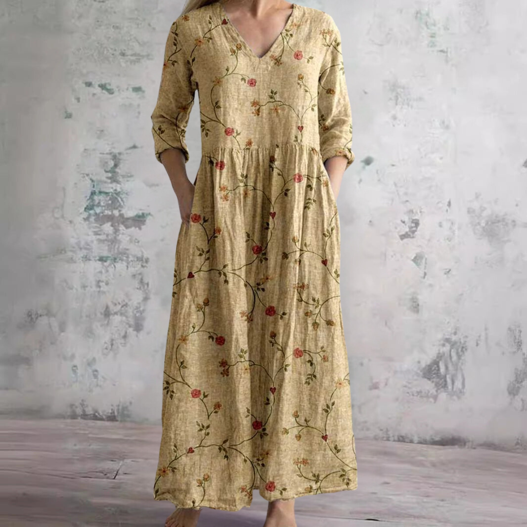 Women's Floral V-Neck Maxi Dress | OhLucy