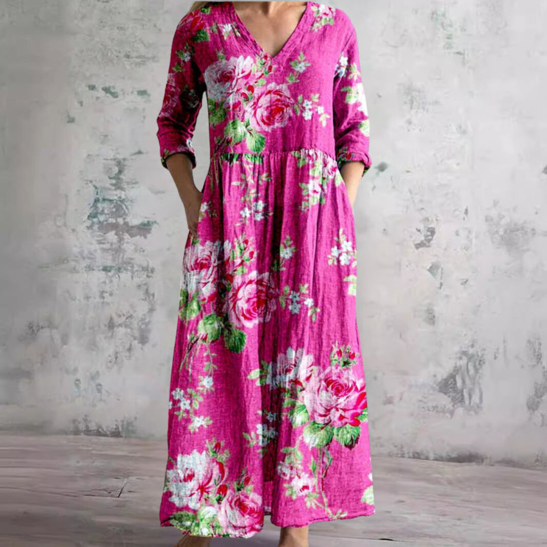 Women's Floral V-Neck Maxi Dress | OhLucy