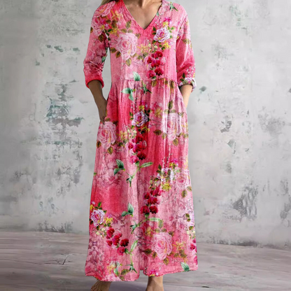 Women's Floral V-Neck Maxi Dress | OhLucy