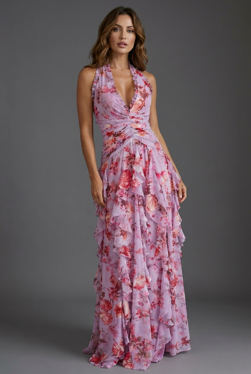 Floral Ruffle Maxi Dress | OhLucy