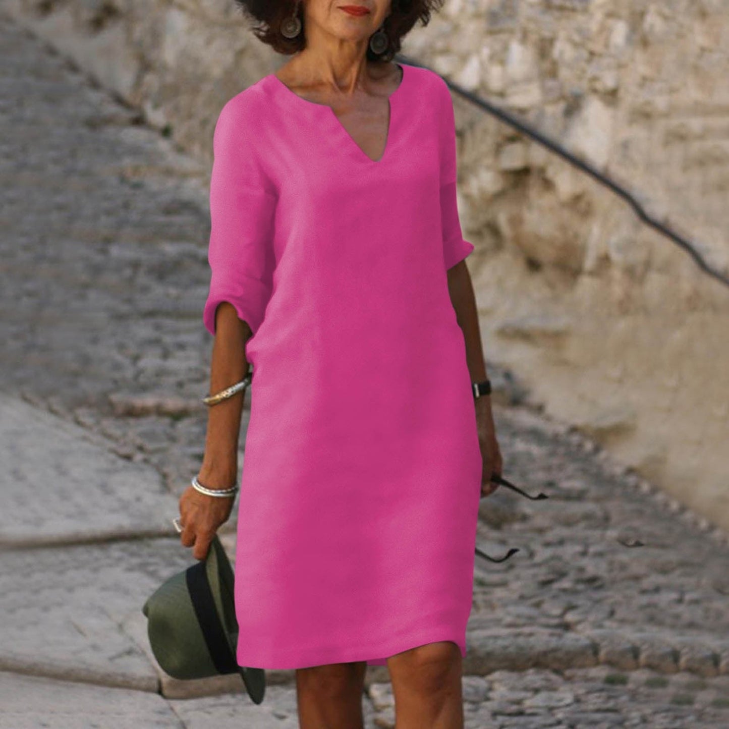 Elegant Summer Dress with a V-Neck | OhLucy