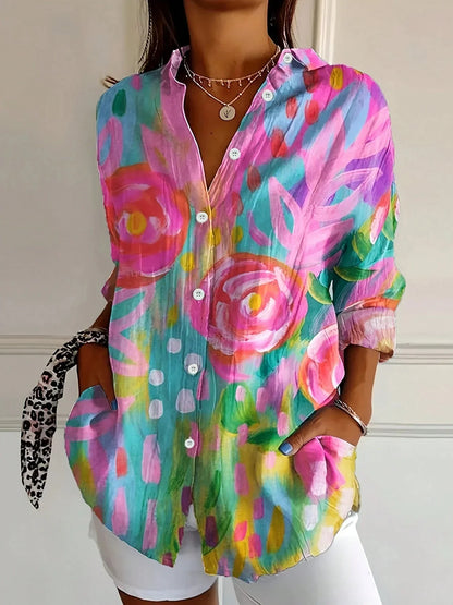 Colorful Flower Printed Casual Blouse | OhLucy