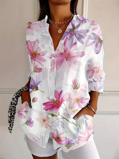 Colorful Flower Printed Casual Blouse | OhLucy