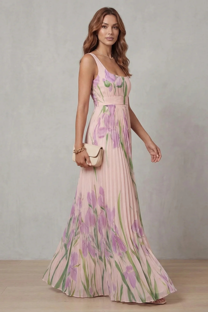 Floral Pleated Maxi Dress | OhLucy